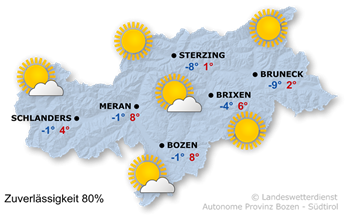 Wetter in Südtirol am 2026-01-20