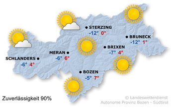 Wetter in Südtirol am 2026-01-22