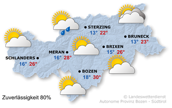 Wetter in Südtirol am 2026-06-01