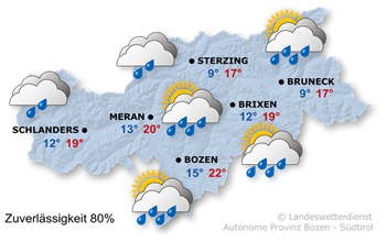 Wetter in Südtirol am 2026-06-10