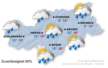 Wetter in Südtirol am 2026-06-10