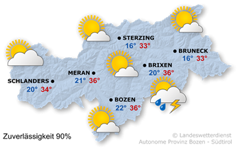 Wetter in Südtirol am 2026-06-26