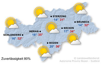 Wetter in Südtirol am 2026-08-12